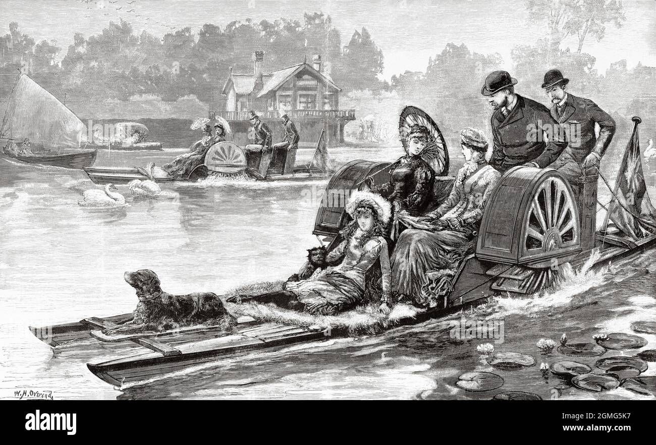 A pedal boat ride through Windsor Park, painting by William Heysham