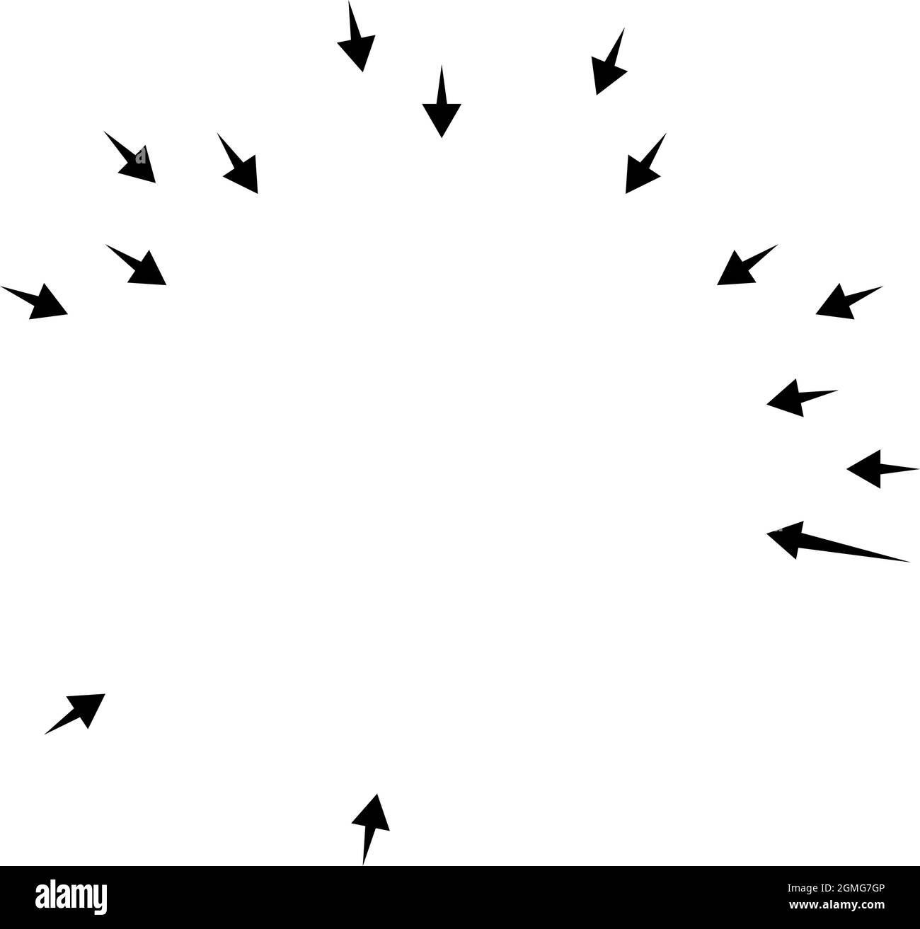 Arrows pointing inward. Radial, radiating arrows, pointers - stock ...