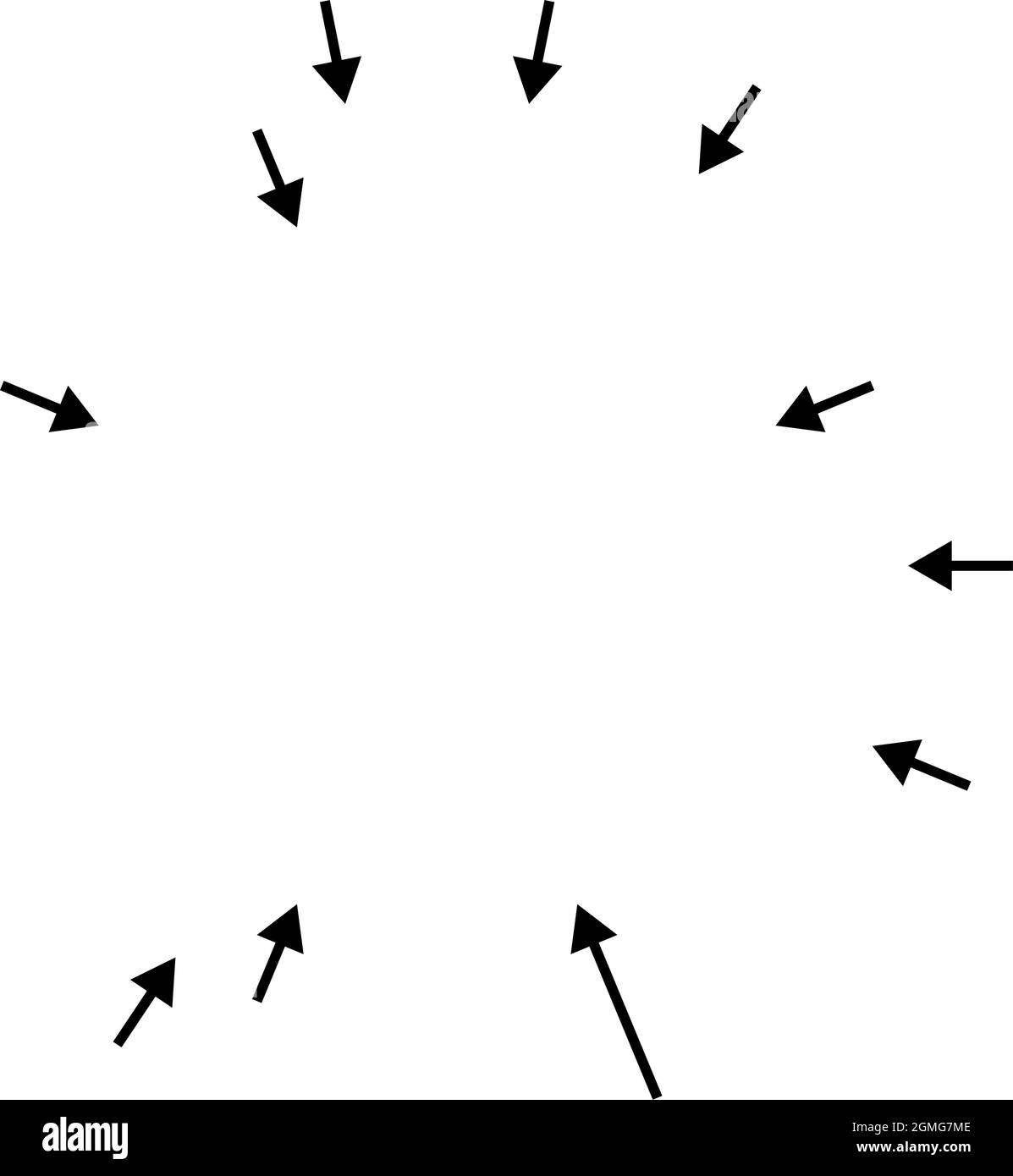 Arrows pointing inward. Radial, radiating arrows, pointers - stock ...