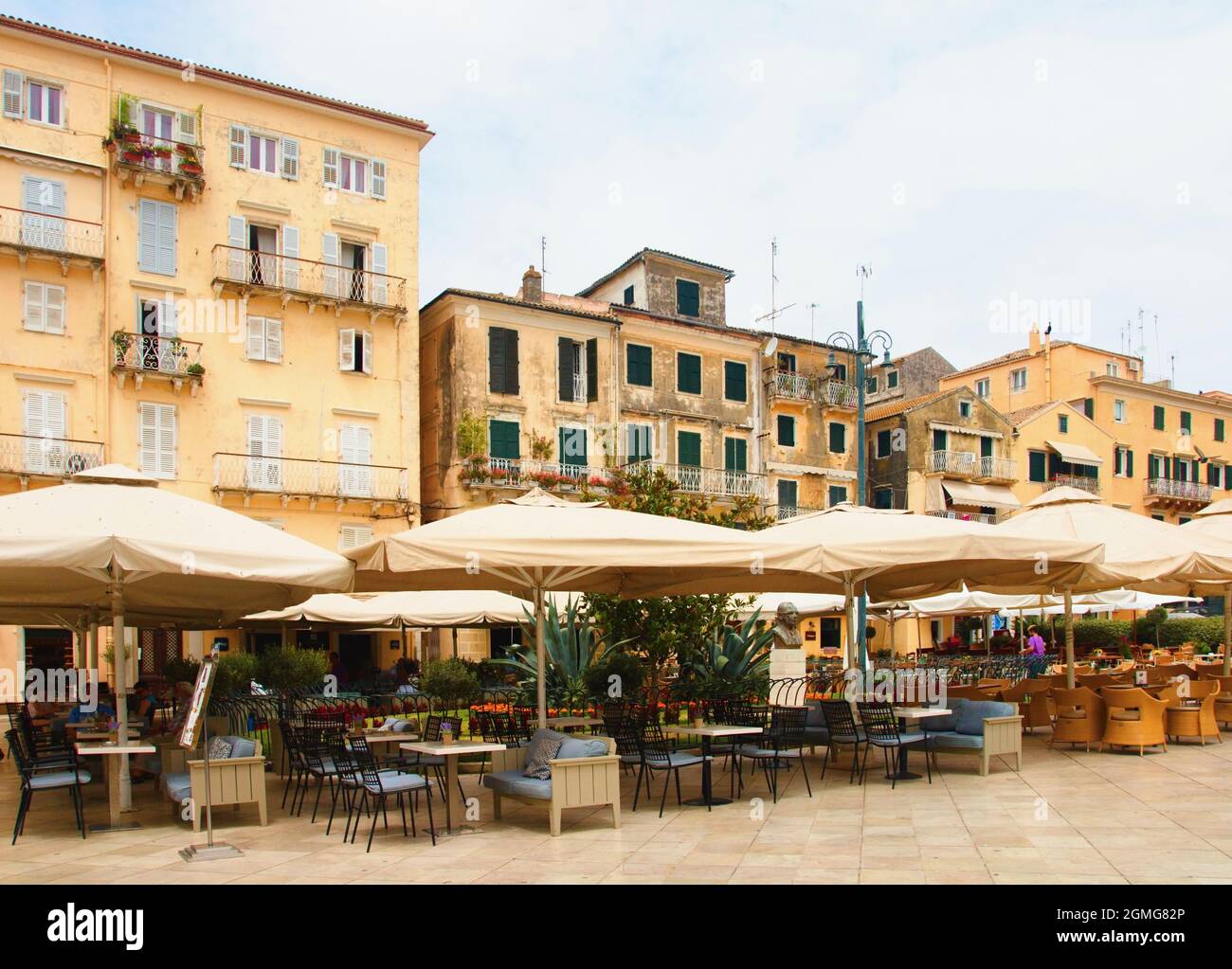 Esplanada square in Kerkyra town on Corfu island in Greece. Stock Photo