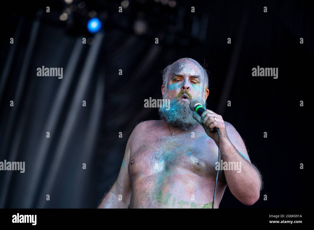 Tim Harrington of Les Savy Fav performs at Douglas Park during Riot Fest  Music Festival on on Saturday September 18, 2021 in Chicago, IL. (Photo by  Christopher Dilts / Sipa USA Stock Photo - Alamy