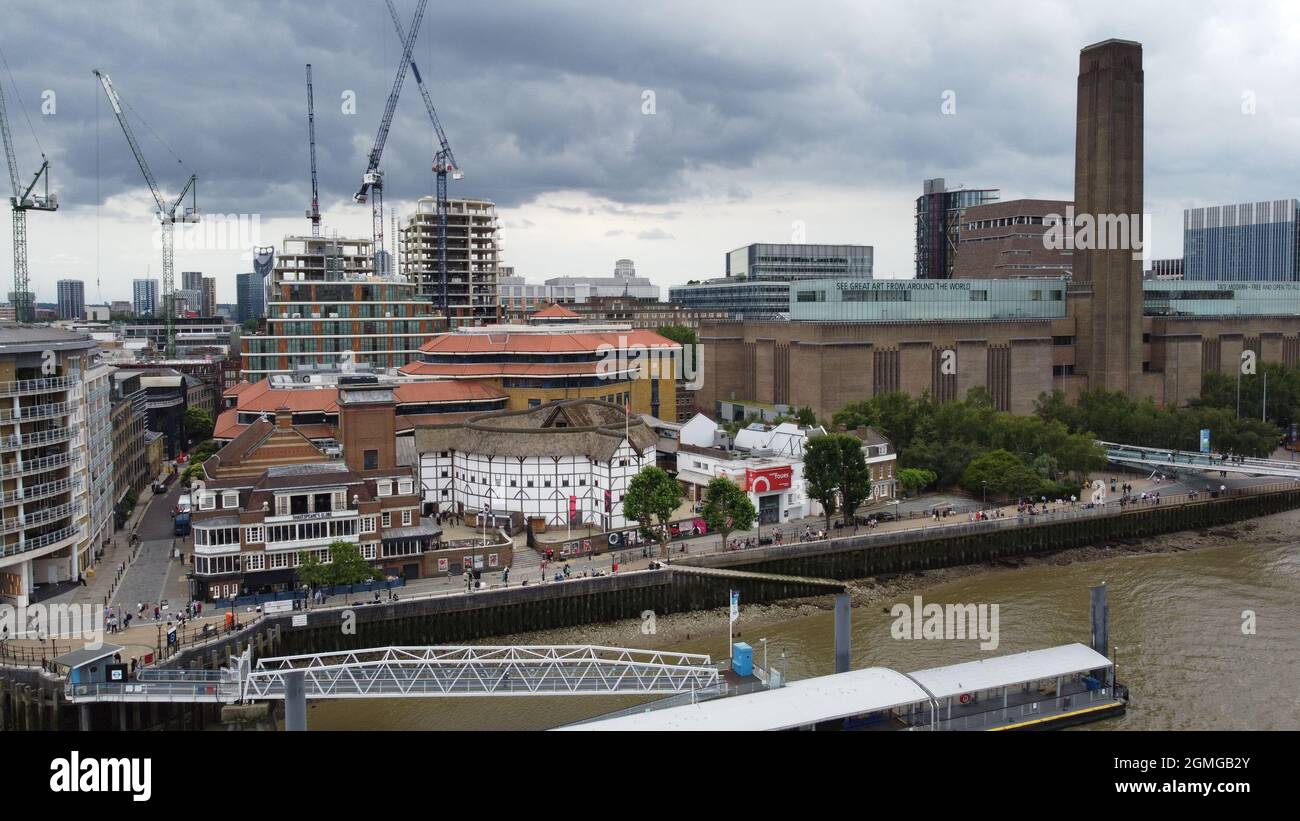 Globe Theatre Southwark London UK drone image summer 2021 Stock Photo
