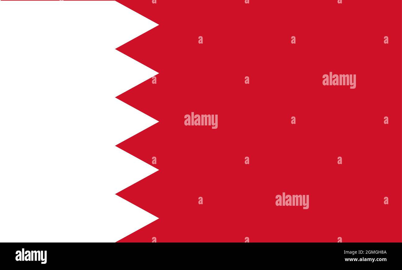 White And Red Flag Of The Kingdom Of Bahrain Vector Illustration Stock 