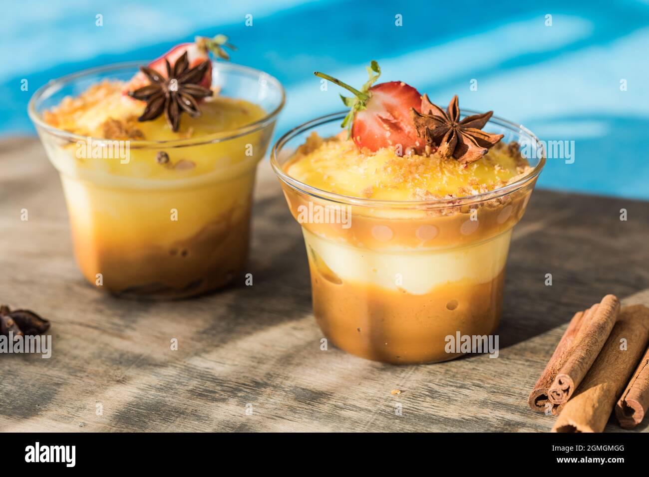 Milk pudding. Natillas, typical christmas dessert made of milk, eggs ...