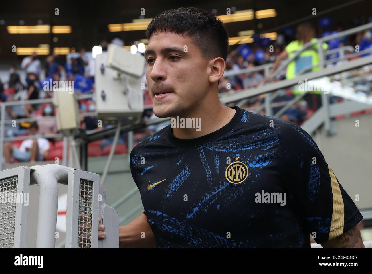Milan, Italy, 18th September 2021. Martin Satriano of FC Internazionale enters the field of play for the warm up prior to the Serie A match at Giuseppe Meazza, Milan. Picture credit should read: Jonathan Moscrop / Sportimage Stock Photo
