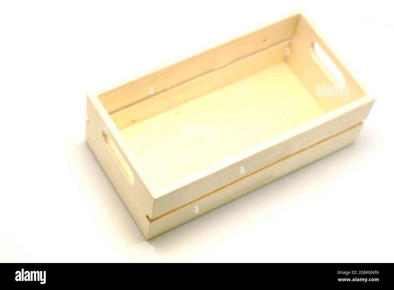 empty wooden box on isolated white background Stock Photo - Alamy