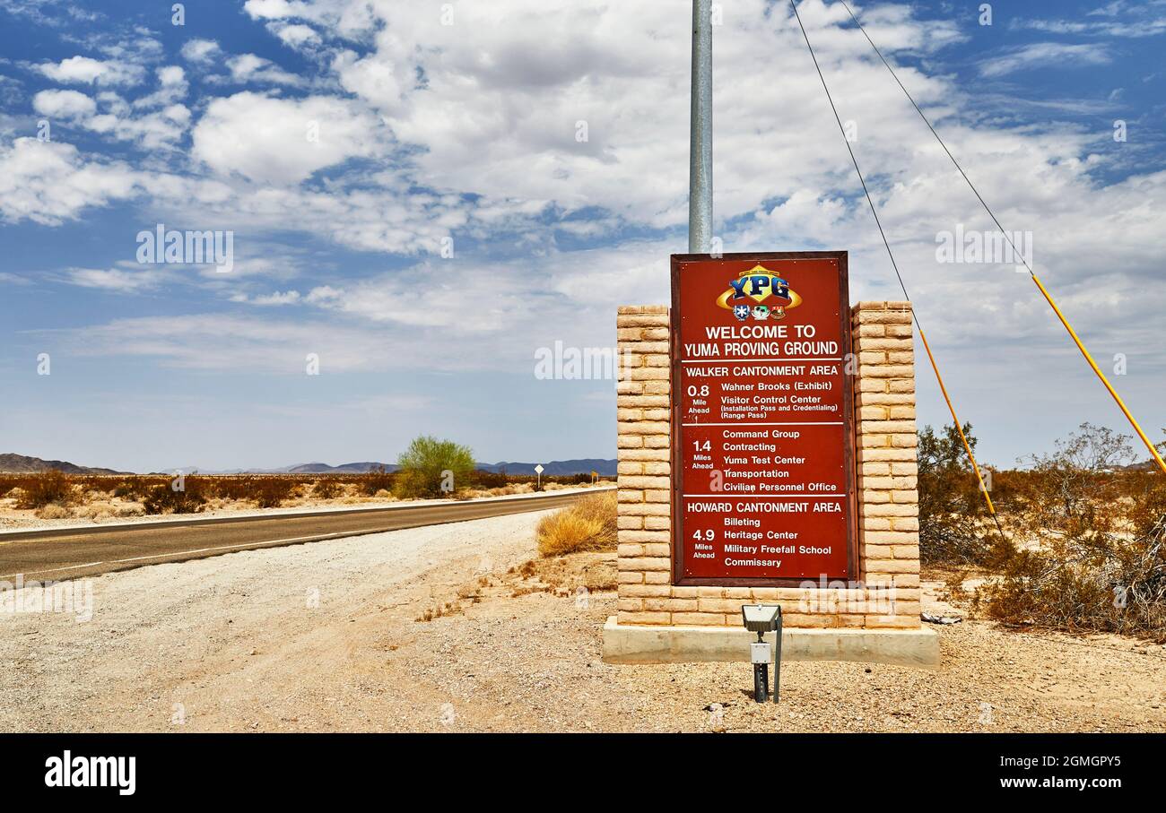 Yuma, Arizona, USA Julyl 17, 2021 Entrance to the US Army Yuma