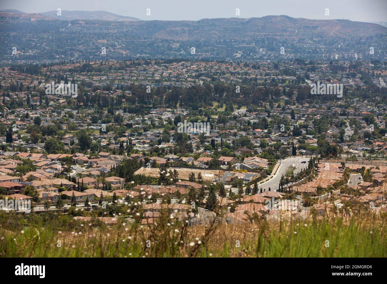 Daytime elevated city view of Yorba Linda, California, USA Stock Photo