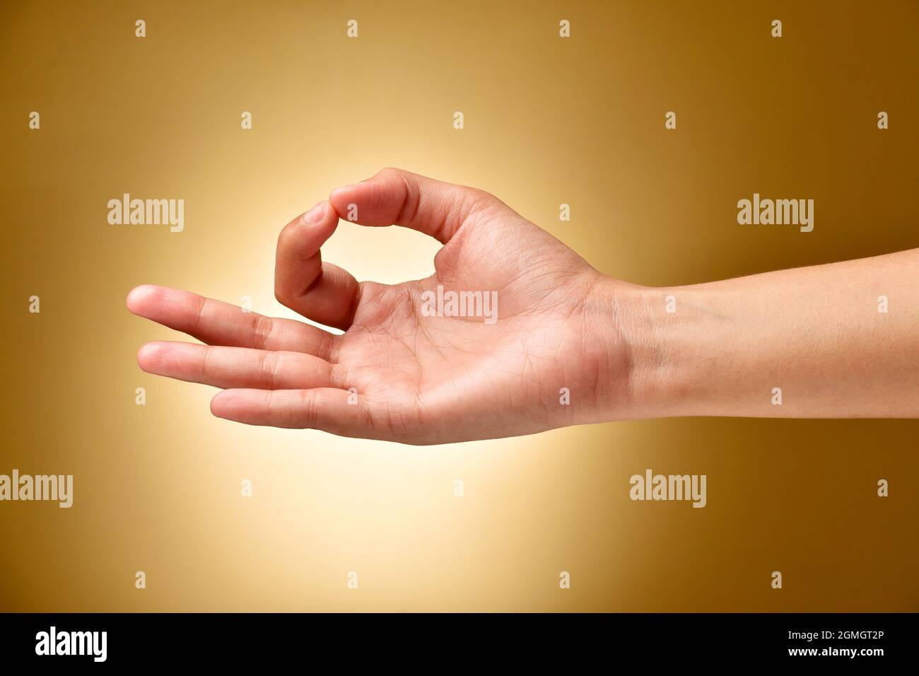 Hand Doing Gyan Mudra, Meditation Concept Stock Photo