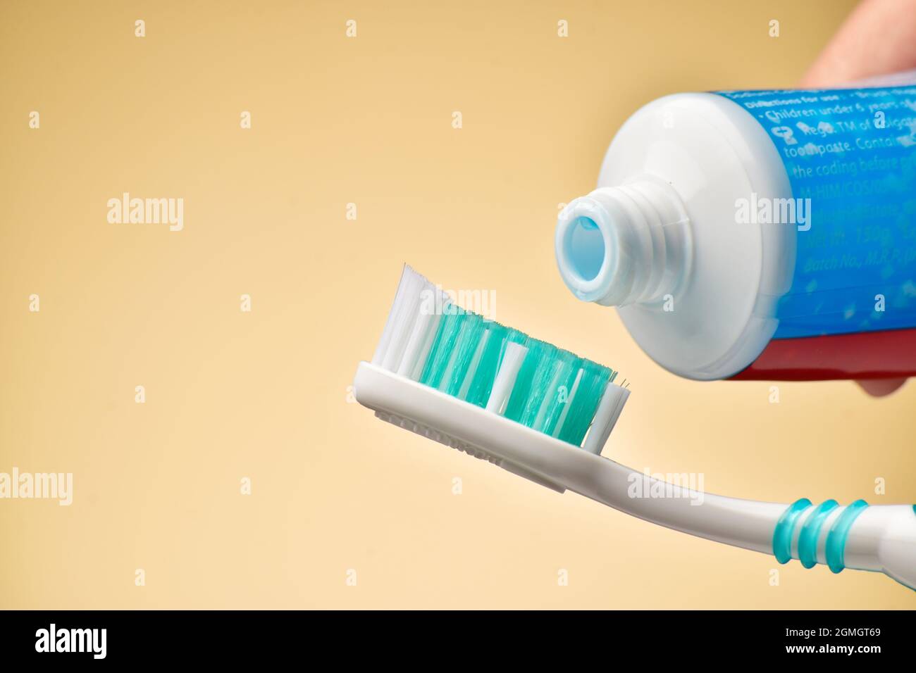 Closeup of Toothpaste with tooth brush Stock Photo Alamy