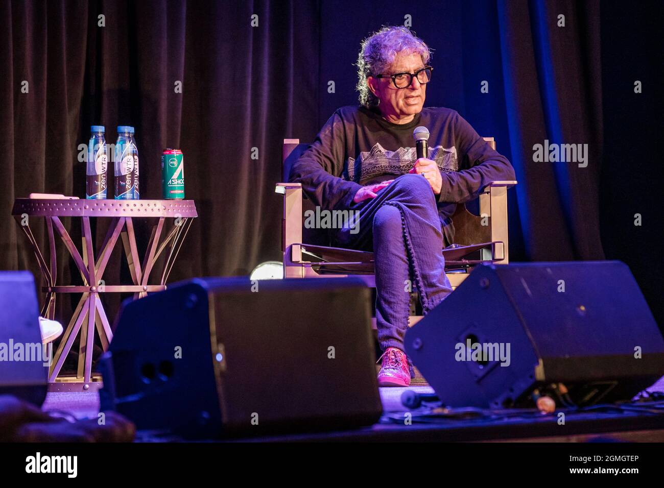 Las Vegas, USA. 18th Sep, 2021. Deepak Chopra Never Alone Conversation with Gabriella Wright at the The Kicker Comedy & More during the 2021 Life is Beautiful Music Festival held in Downtown Las Vegas, Nevada on September 18, 2021. (Photo by Alive Coverage/Sipa USA) Credit: Sipa USA/Alamy Live News Stock Photo