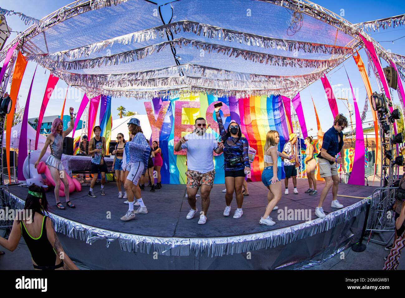 Las Vegas, USA. 18th Sep, 2021. House of Yes Pride Parade during the 2021  Life is Beautiful Music Festival held in Downtown Las Vegas, Nevada on  September 18, 2021. (Photo by Alive