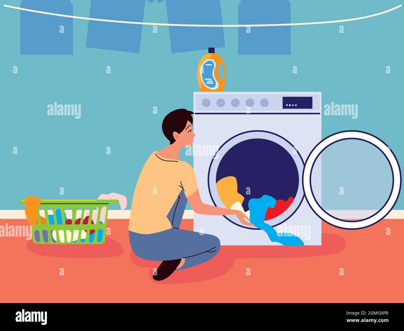 laundry, man with clothes Stock Vector Image & Art - Alamy