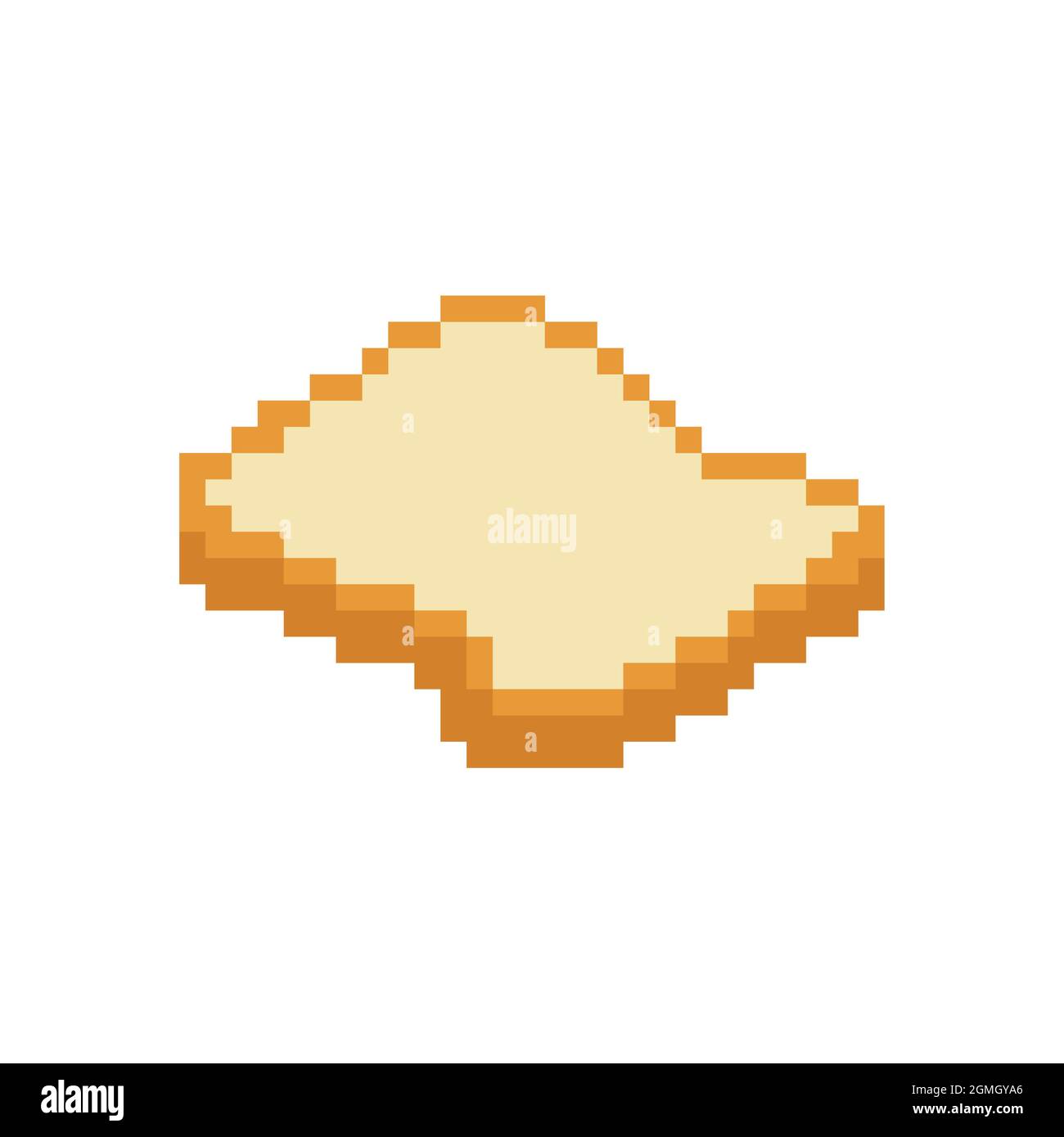 Sliced bread pixel art. Pixelated Food rooty. 8 bit vector illustration