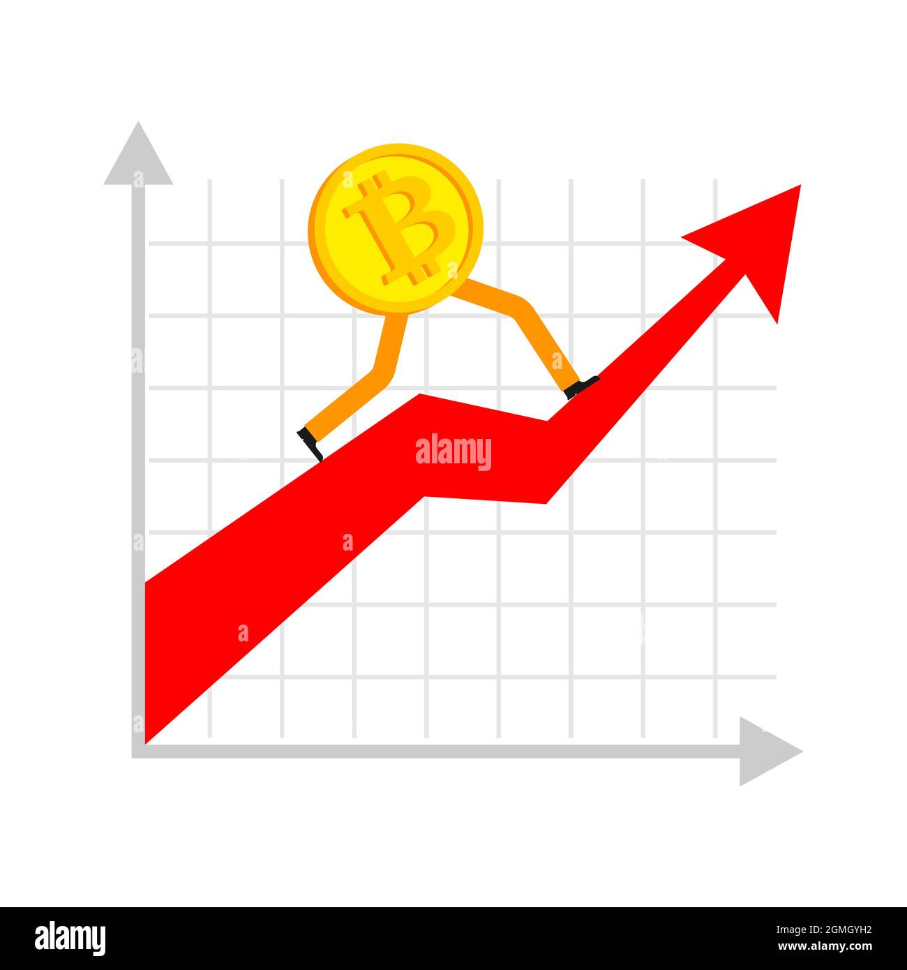Bitcoin is running. Concept Increase in value of cryptocurrencies.  Electronic money increases rate of sales growth Stock Vector Image & Art -  Alamy