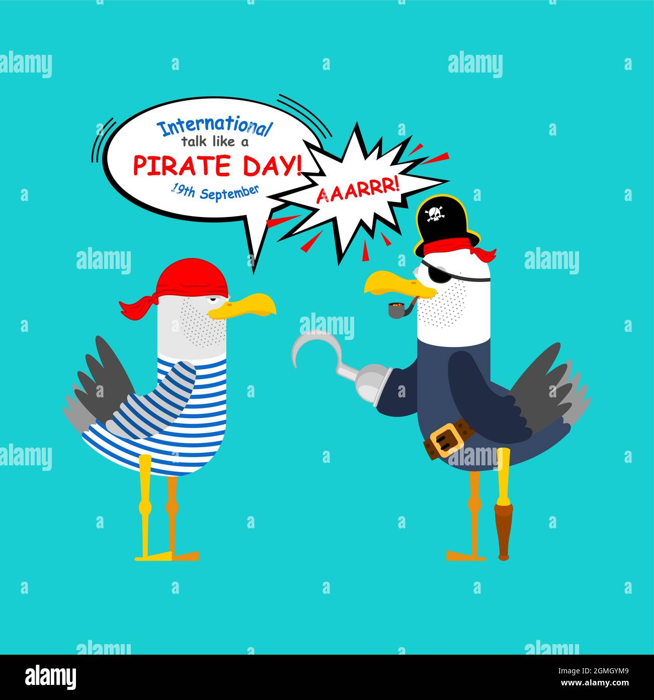 International Talk Like A Pirate Day Gull In Pirate Clothes Seagull Pirate Vector 8281