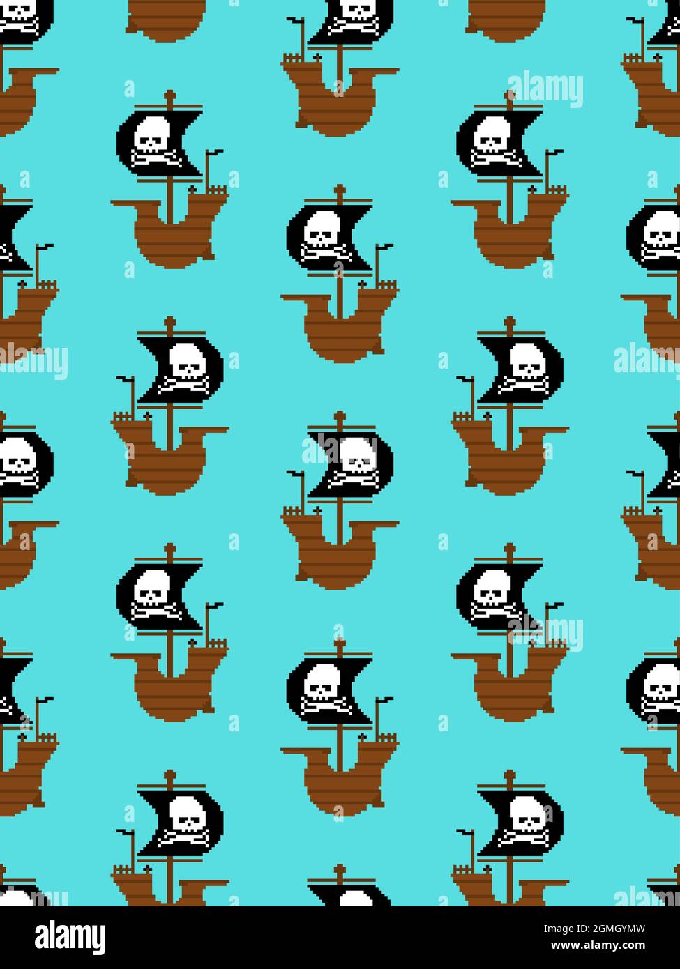 Pirate ship pixel art pattern seamless. Pirates 8 bit background ...