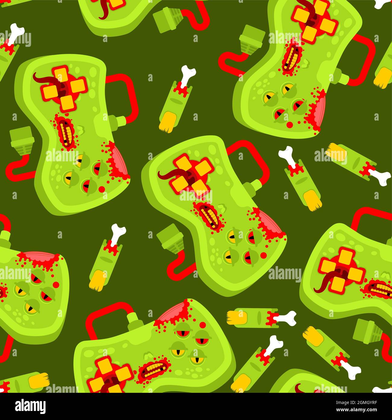 Zombie gamepad pattern seamless. Green monster joystick background ...