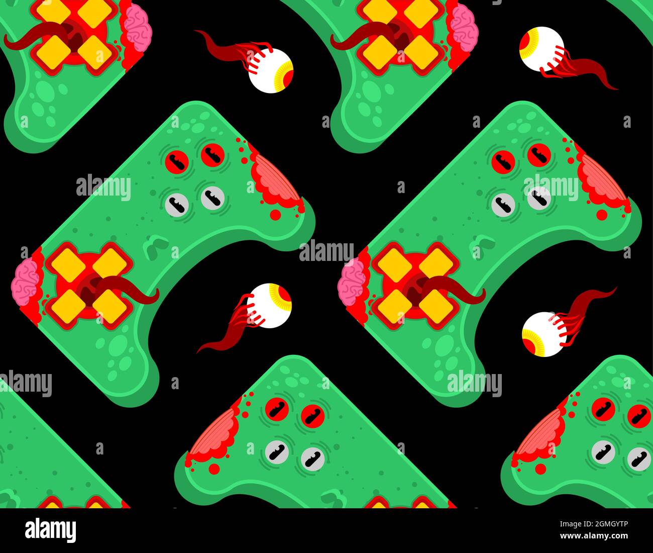 Zombie gamepad pattern seamless. Green monster joystick background ...