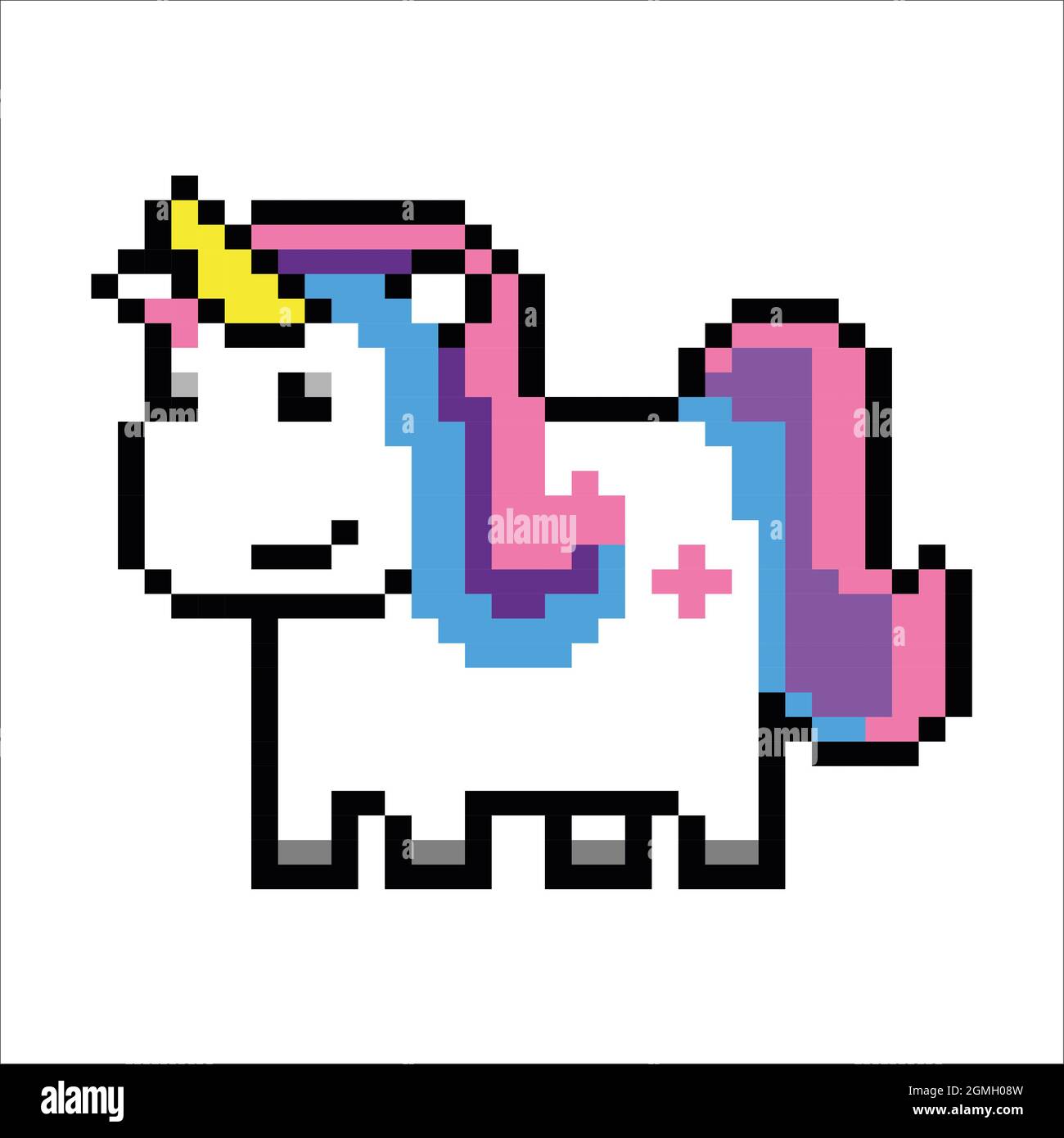 unicorn Pixel Art isolated on white Background. bit icon Pixel design