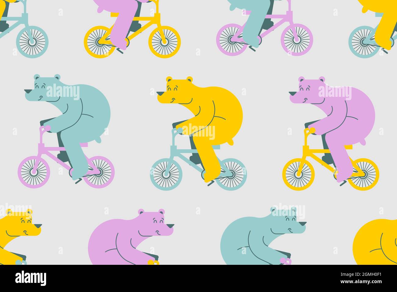 Bear on bicycle pattern seamless. Beast is riding bicycle background ...