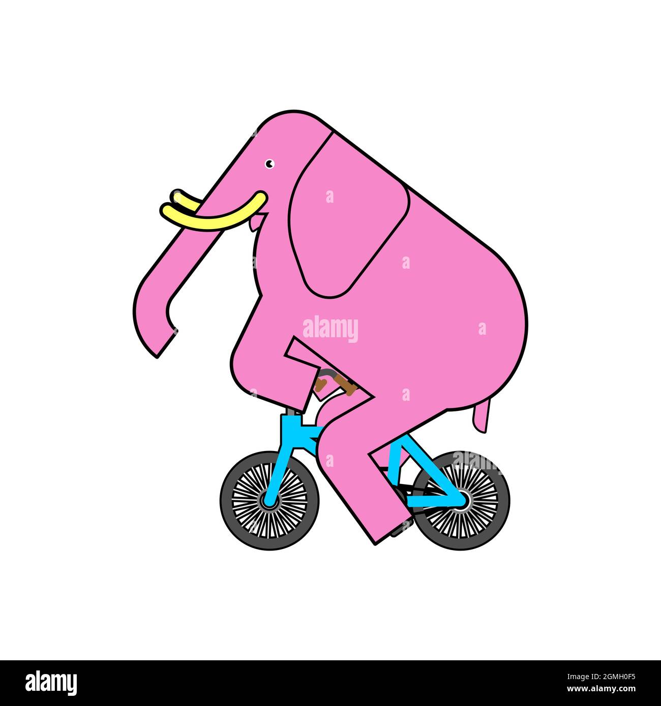 Elephant on bicycle. animal is riding bicycle. Cartoon childrens