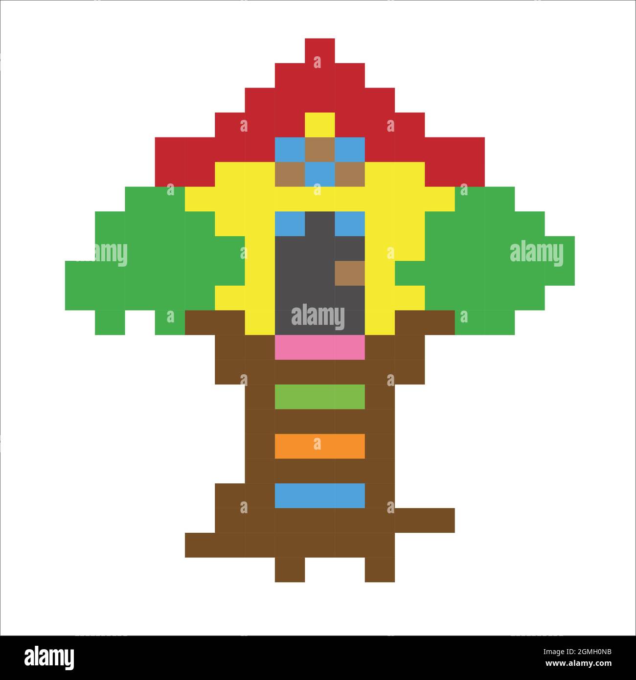tree house Pixel Art isolated on white Background. bit icon Pixel