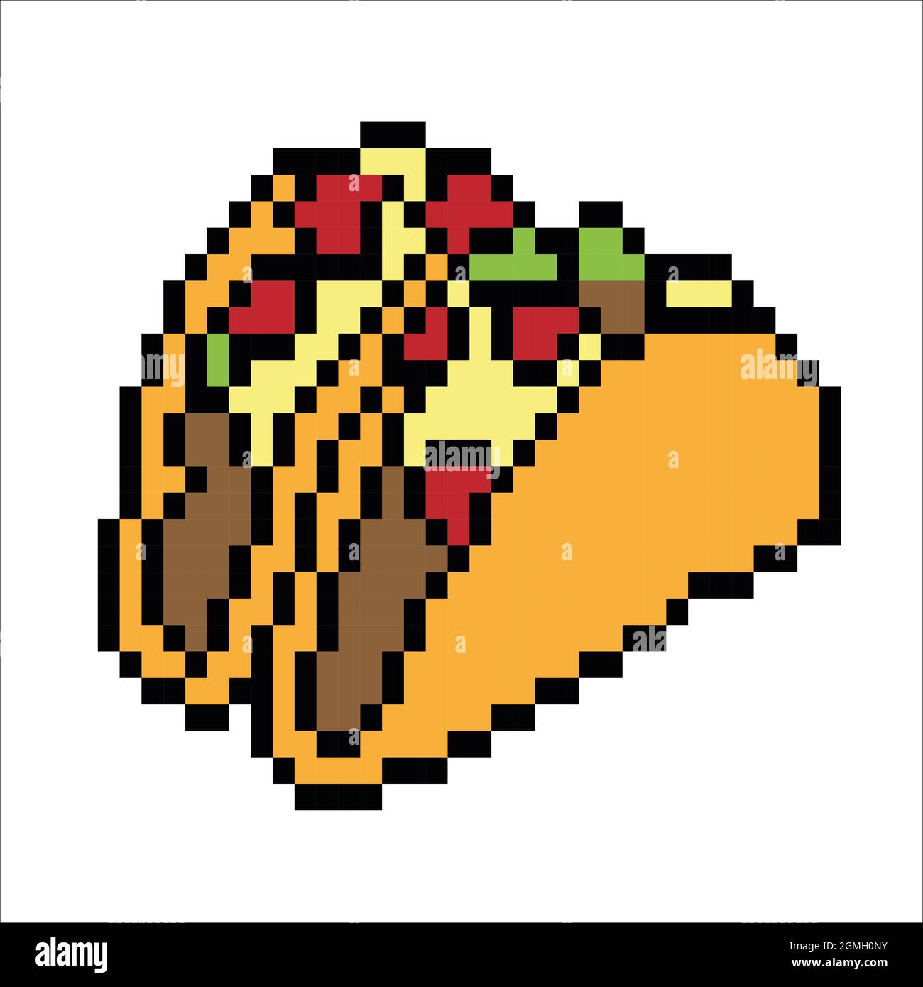 tacos Pixel Art isolated on white Background. bit icon Pixel design illustration. Pixel art. Stock Photo