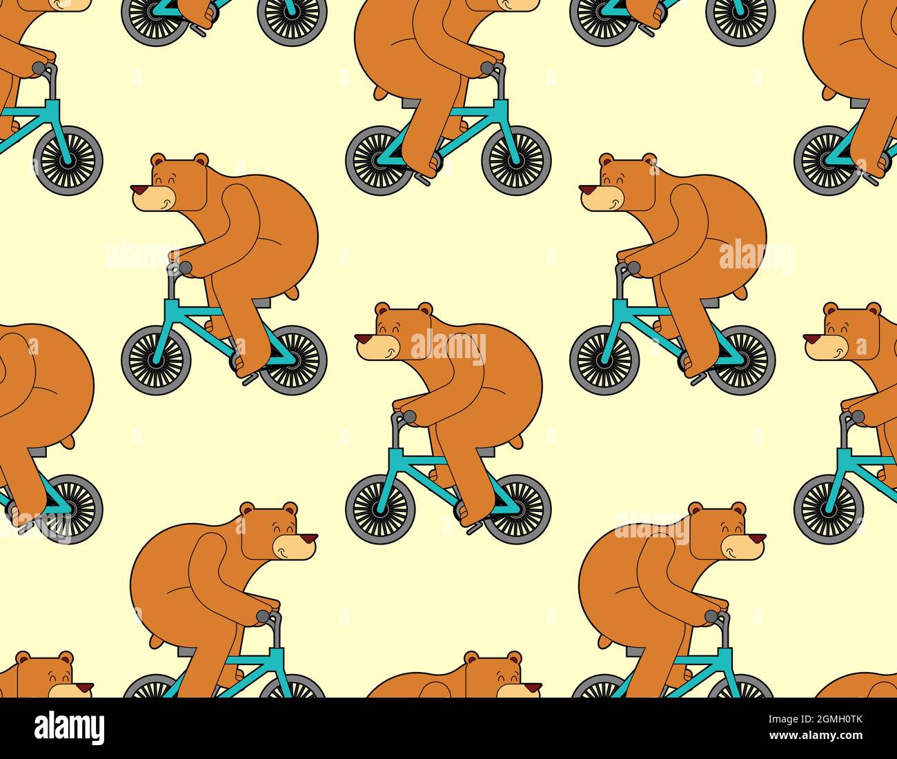 Bear on bicycle pattern seamless. Beast is riding bicycle background ...