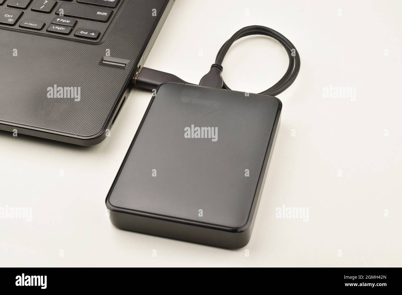 External Hard Drive Connected to Laptop Stock Photo Alamy