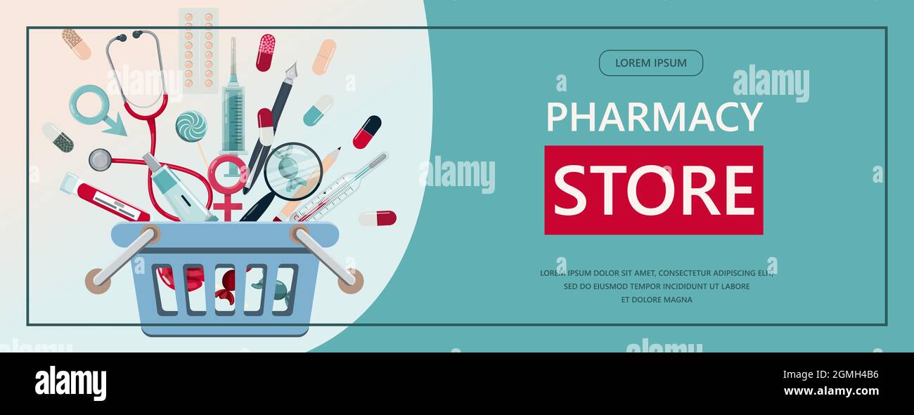 Vector medical banner. Pharmacy template for hospitals, advertising