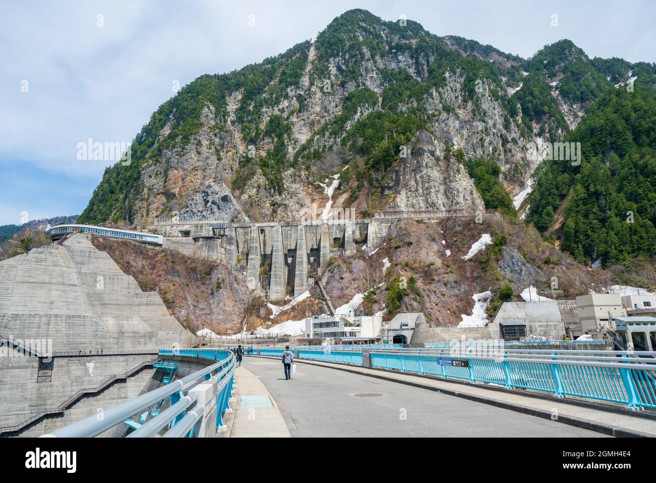 Kurobe dam, a part of Tateyama Kurobe Alpine route Murodo Daira, Japan.Mikurigaike lake Stock Photo