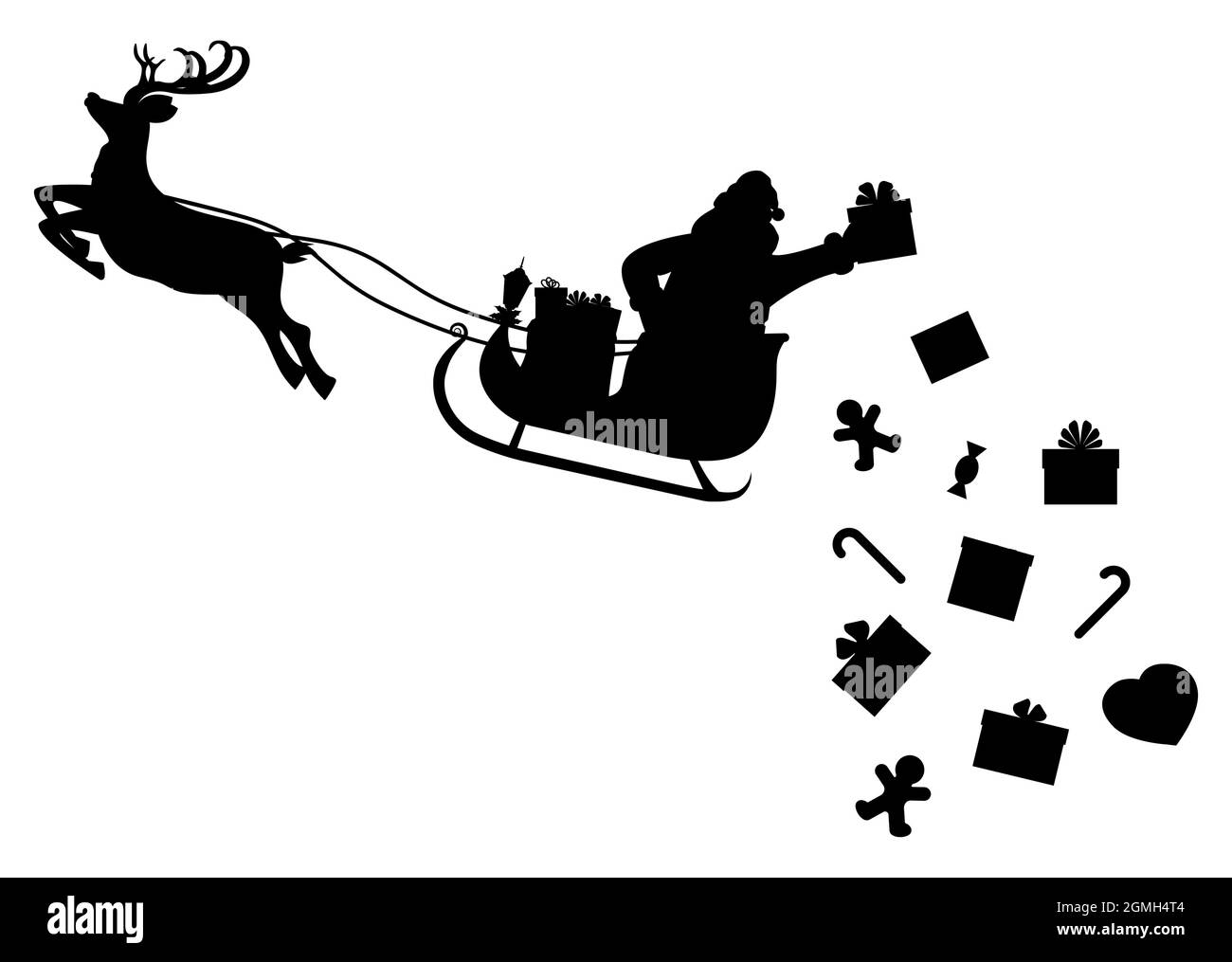 Santa claus on sleigh full of gifts and reindeer Stock Vector Image ...