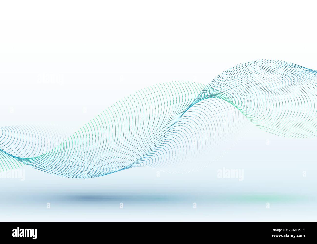 Abstract blue dots particles wave line on white background. Vector ...