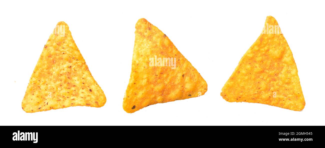 Tortilla Chips Isolated on White Background with Clipping Path Stock Photo