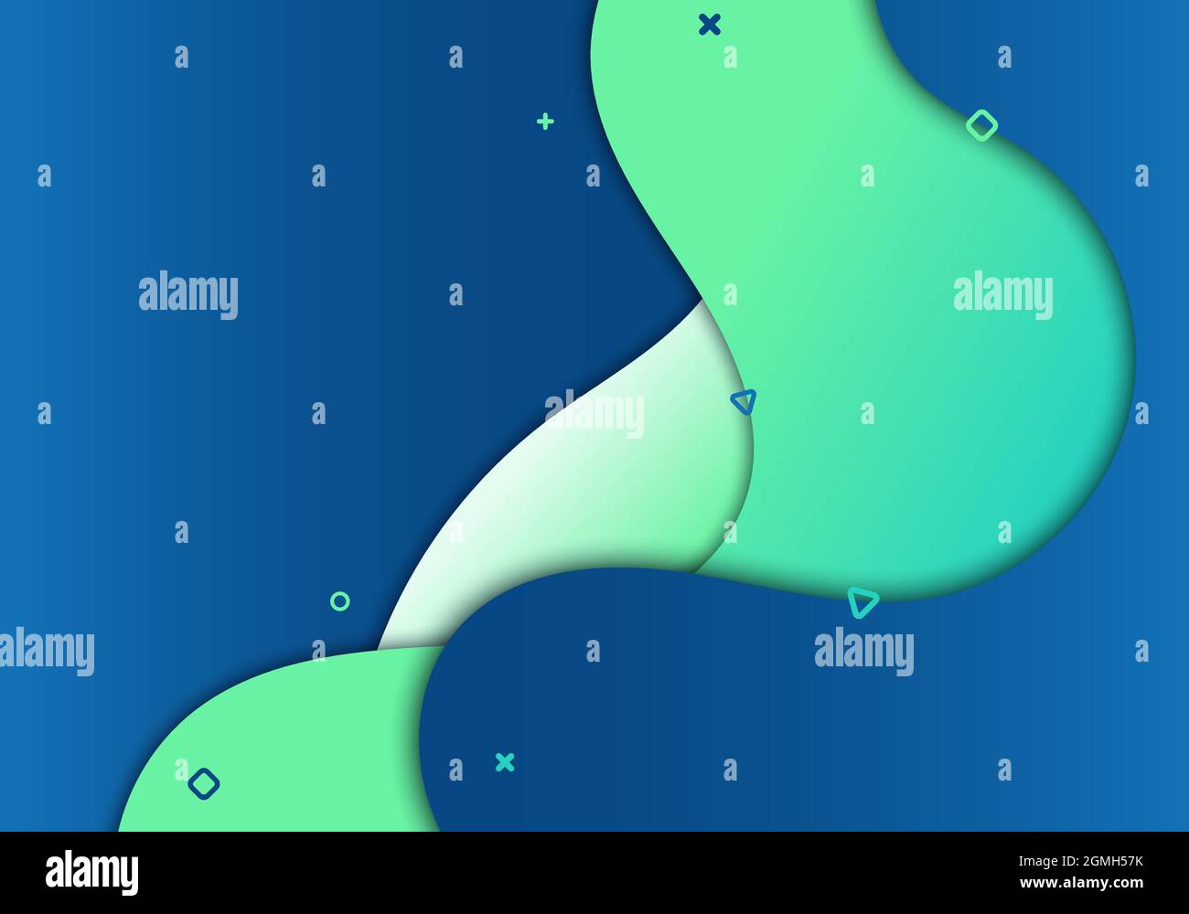Abstract background dynamic waves fluid blue gradient with geometric shapes element. Vector illustration Stock Vector