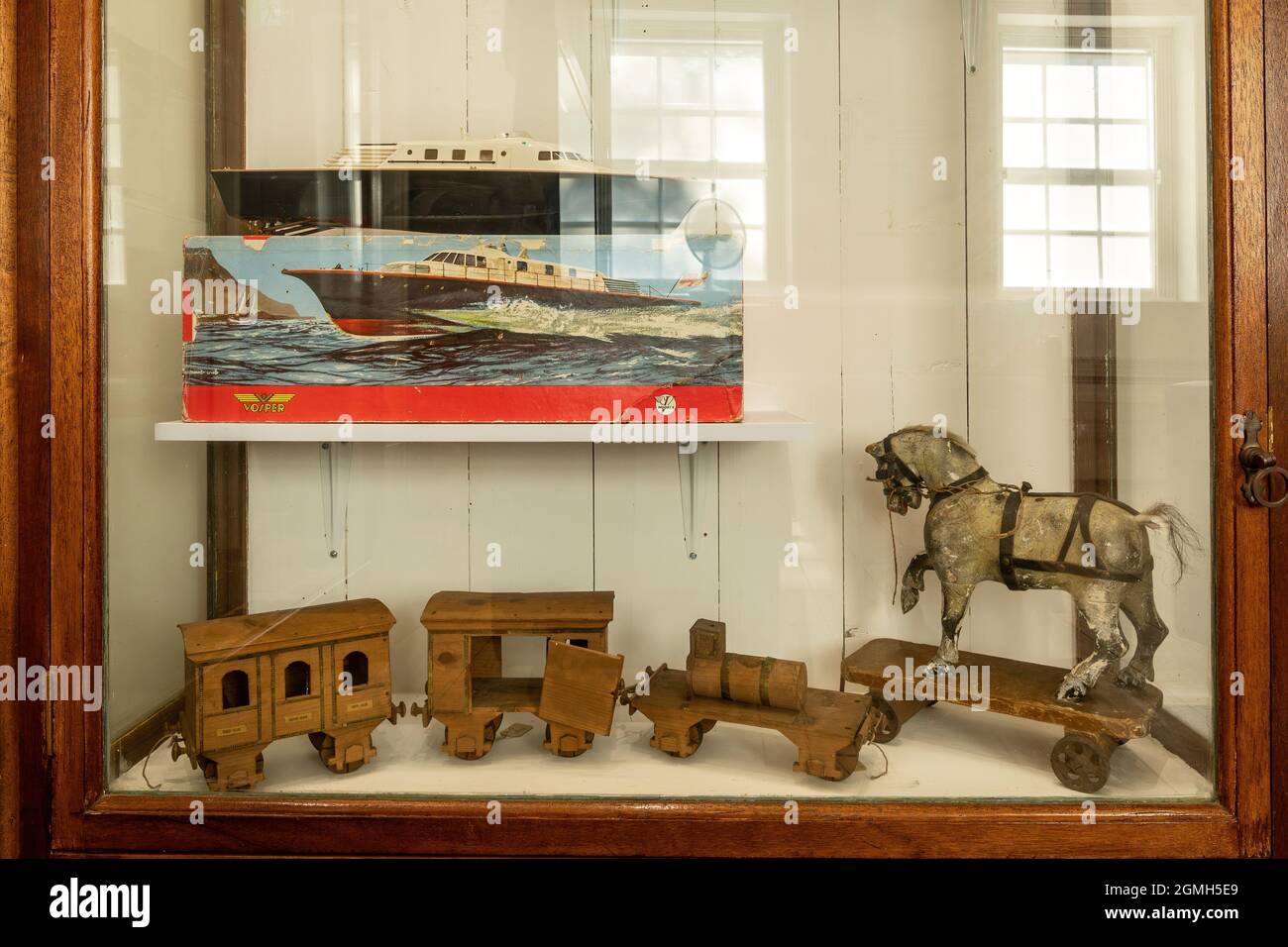 Interior of Guildford Museum with local history exhibits, Surrey