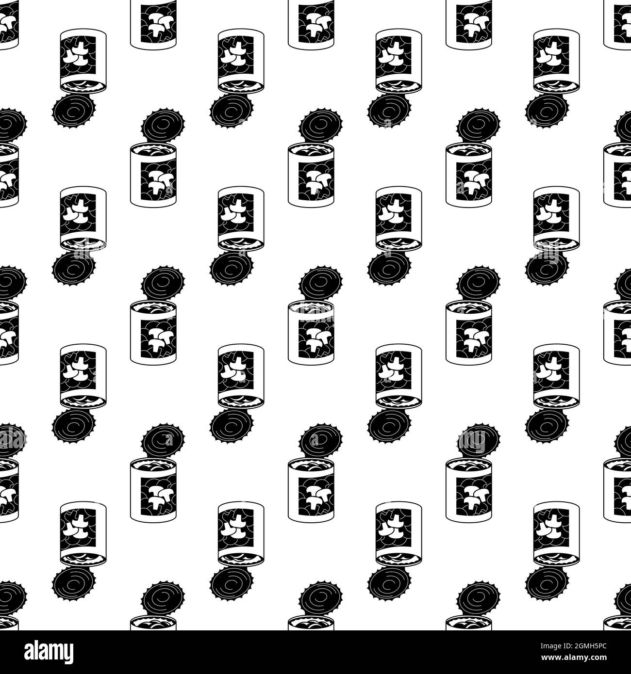 Mushroom tin can pattern seamless background texture repeat wallpaper geometric vector Stock Vector