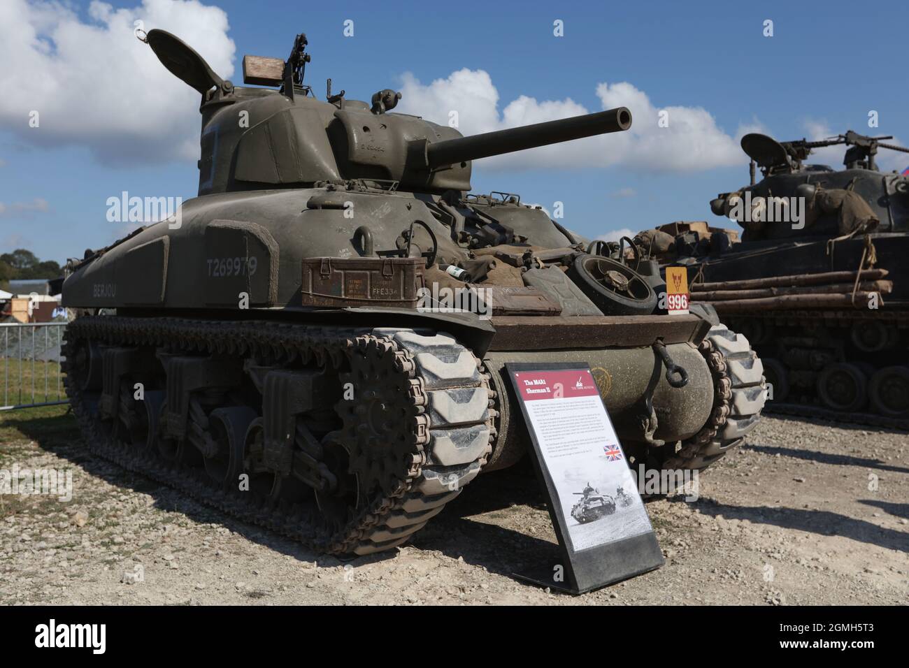 Sherman tank. An 75mm Sherman tank at a demonstration at Bovington Tank Museum, Dorset, UK Stock Photo