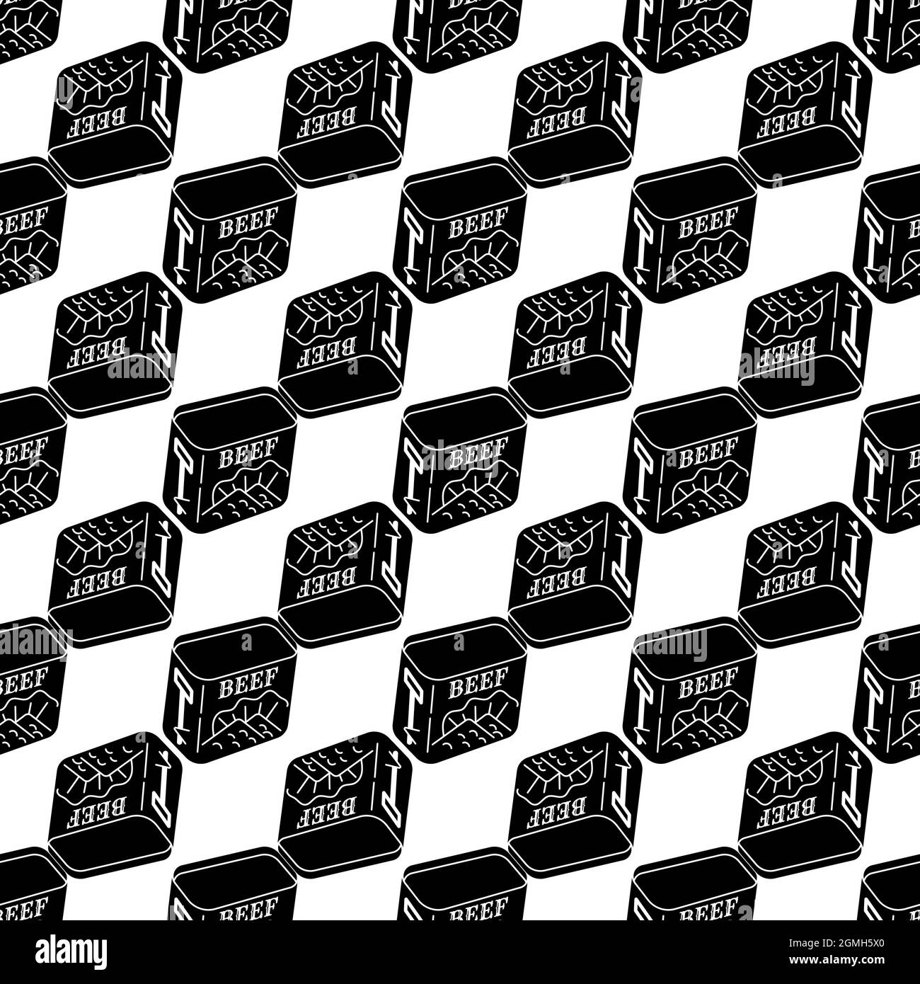 Beef tin can pattern seamless background texture repeat wallpaper geometric vector Stock Vector