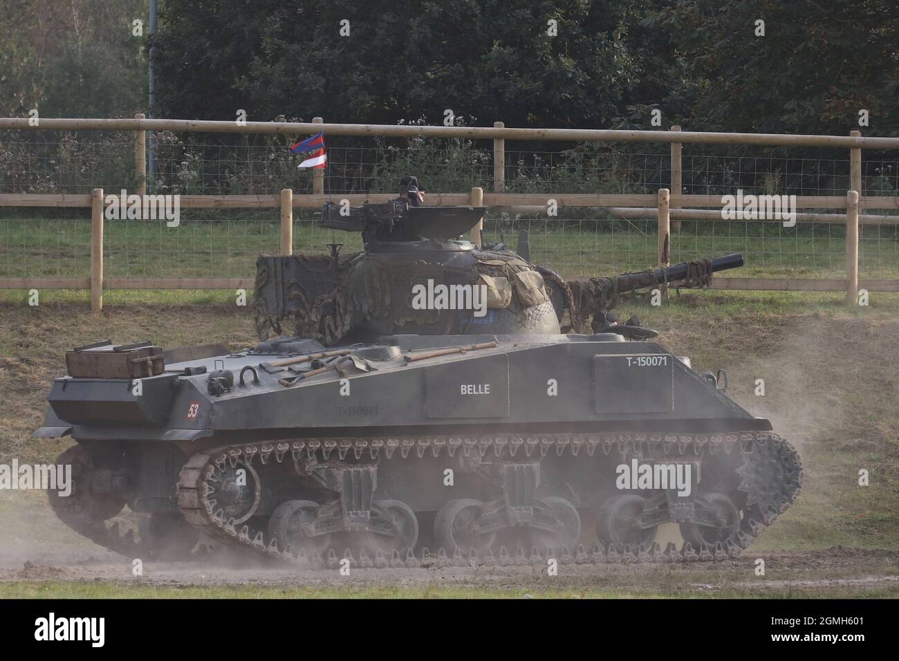 Sherman tank. An 75mm Sherman tank at a demonstration at Bovington Tank Museum, Dorset, UK Stock Photo