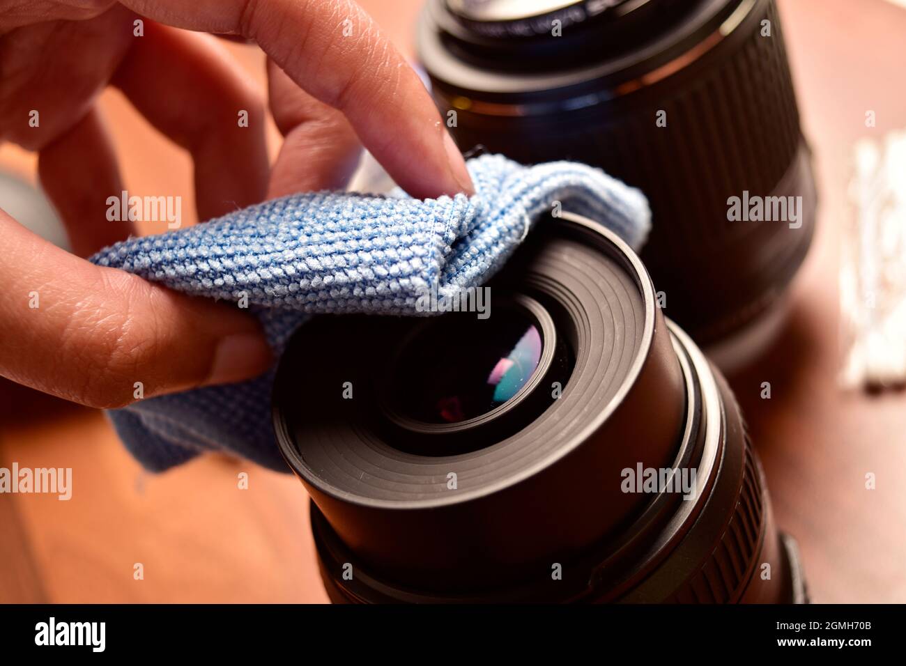 Cleaning Lens with Microfiber Cloth Stock Photo Alamy