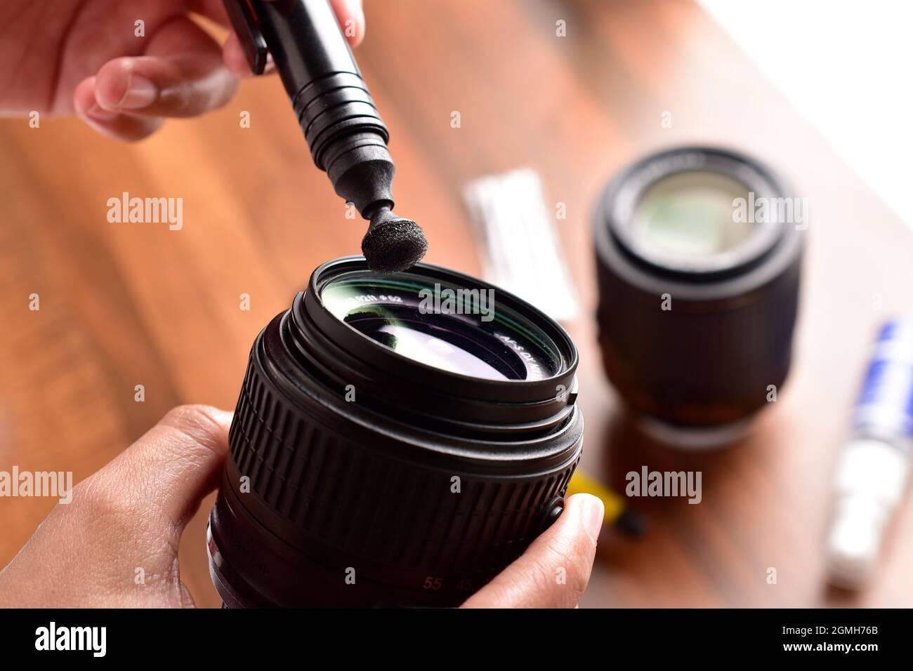 Removing Dust from Camera Lens, Photography Lens Cleaning with Lens Pen