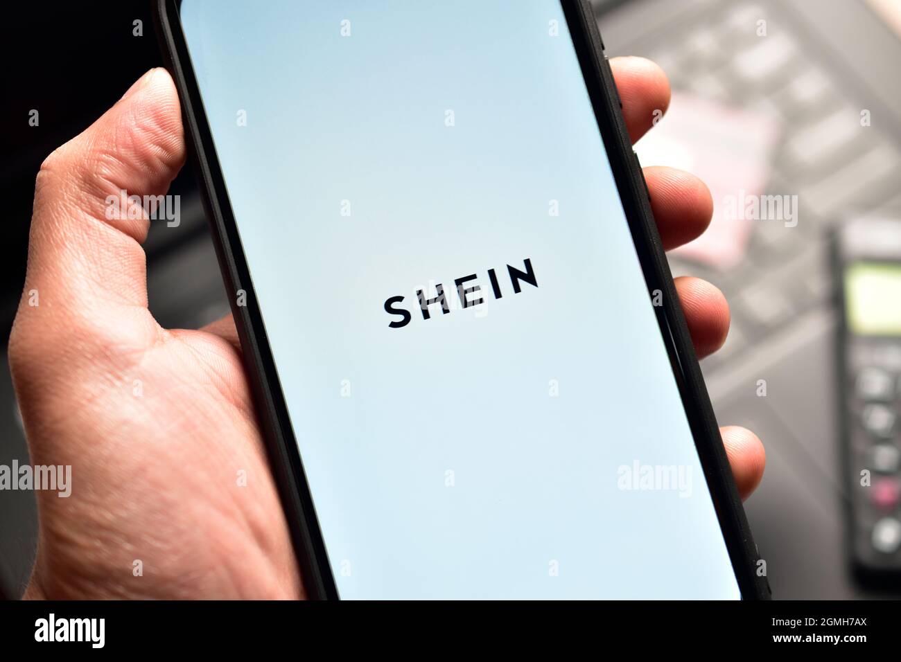 New Delhi, India, 14 December 2019:- Shein logo on smartphone Stock Photo