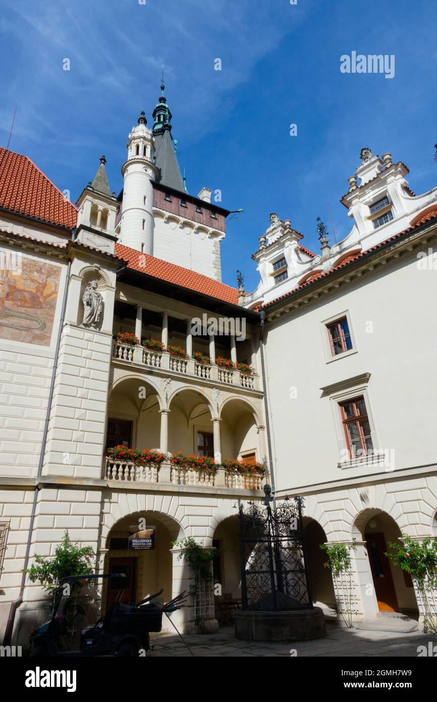 Pruhonice Castle courtyard Prague travel destination UNESCO Stock Photo