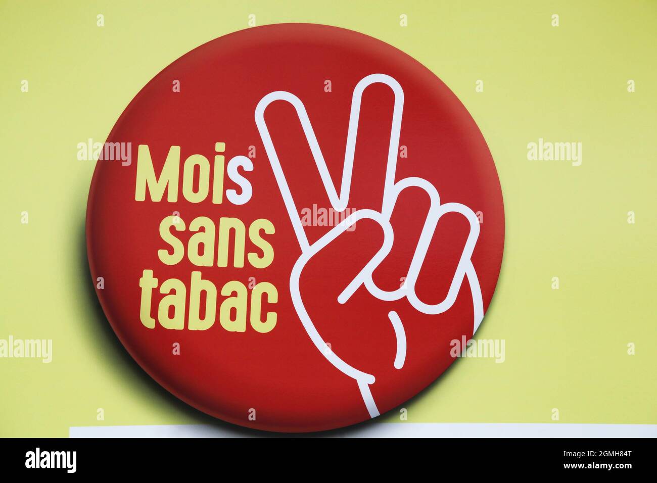 Villefranche, France - November 14, 2018: Month without tobacco sign called mois sans tabac in french language Stock Photo