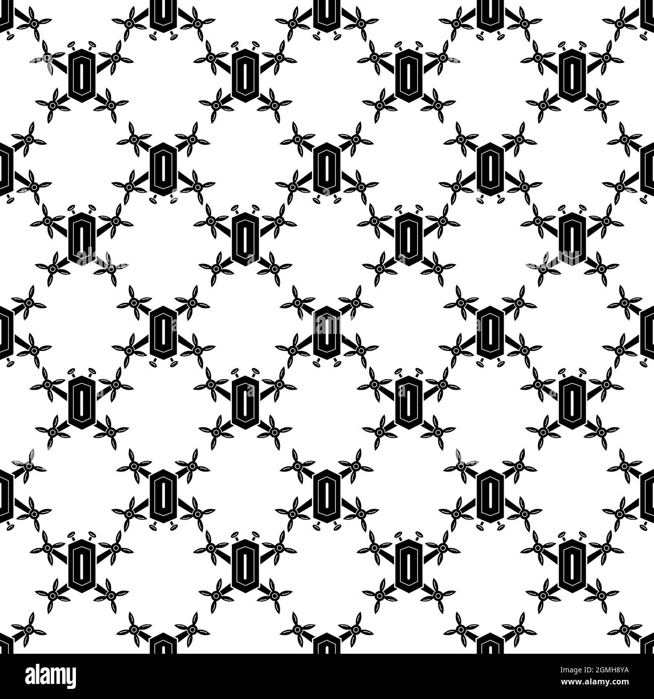 Top view quadrocopter pattern seamless background texture repeat wallpaper geometric vector Stock Vector