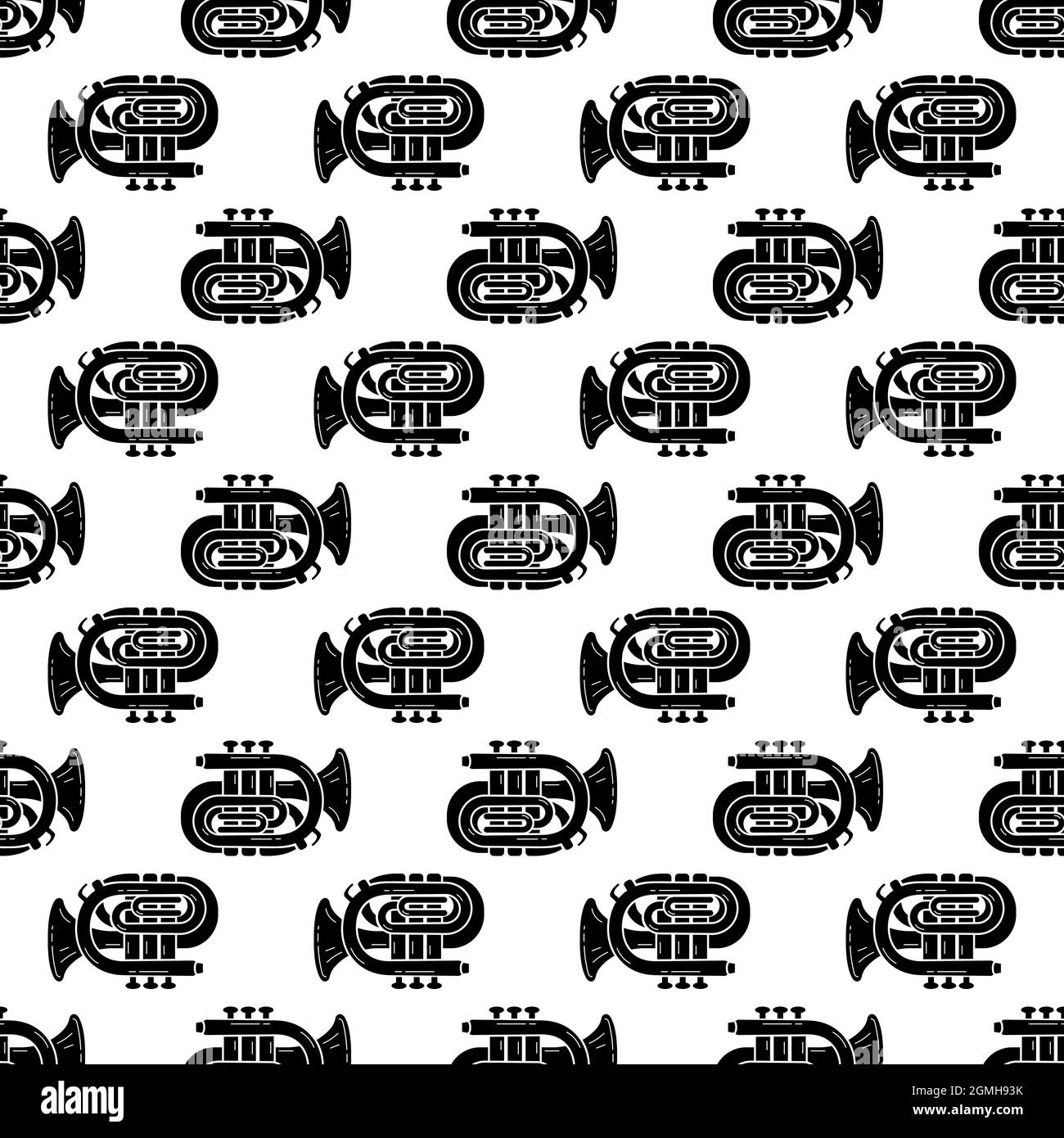 Orchestra trumpet pattern seamless background texture repeat wallpaper geometric vector Stock Vector