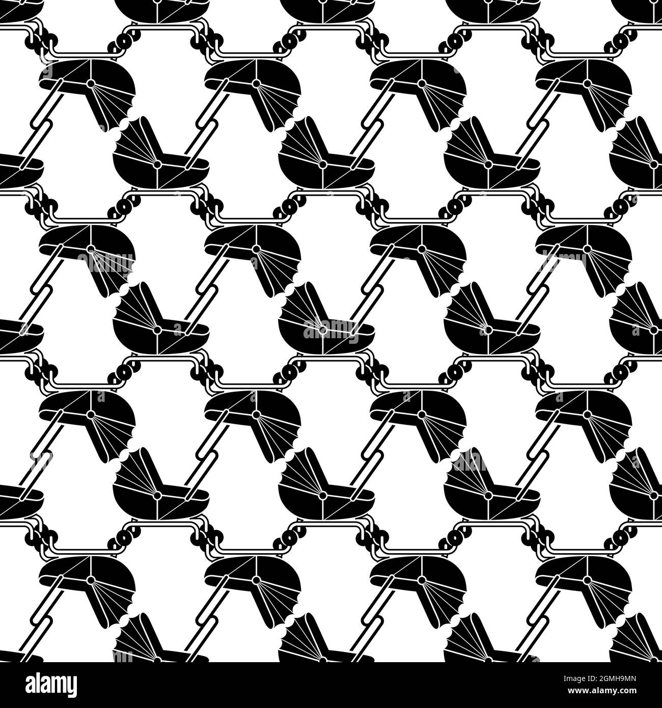 Baby pram pattern seamless background texture repeat wallpaper geometric vector Stock Vector