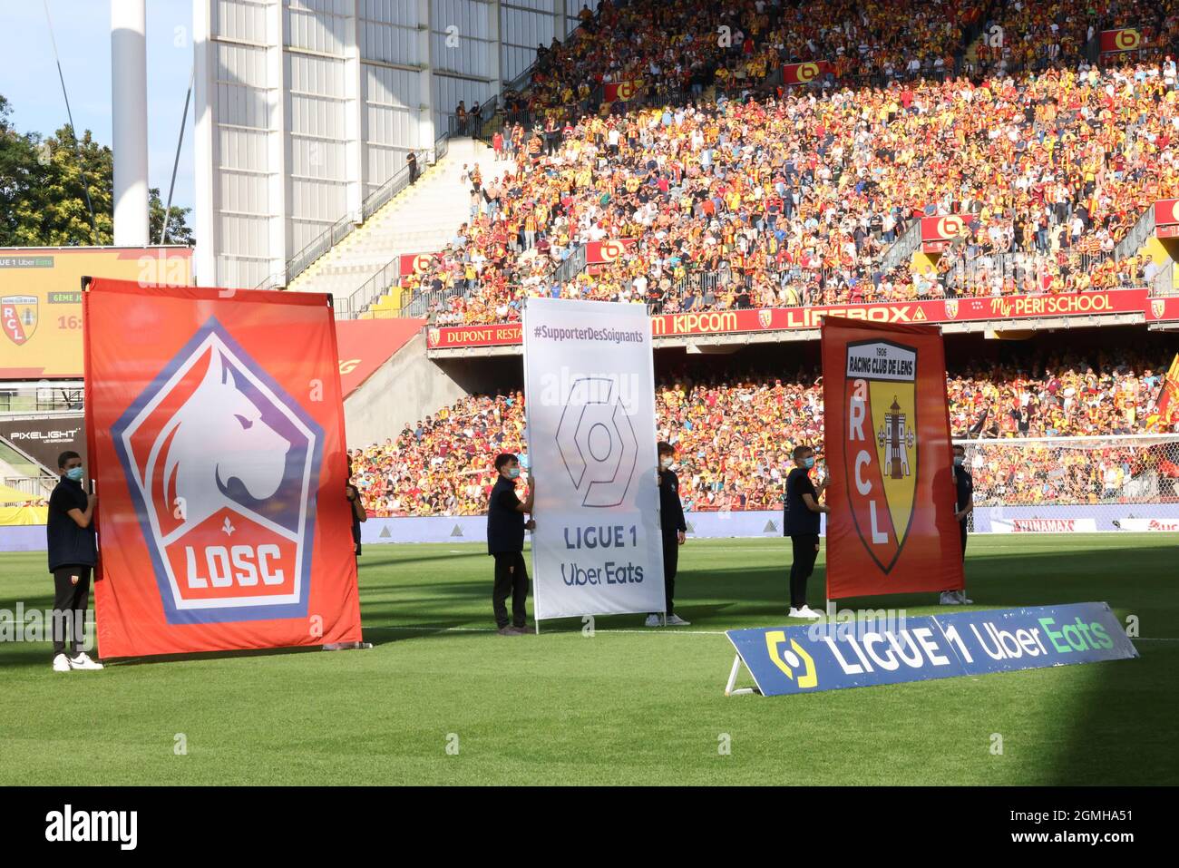 LOSC - Lens derby during the French championship Ligue 1 football match  between RC Lens and Lille OSC, LOSC, on September 18, 2021 at  Bollaert-Delelis stadium in Lens, France - Photo Laurent
